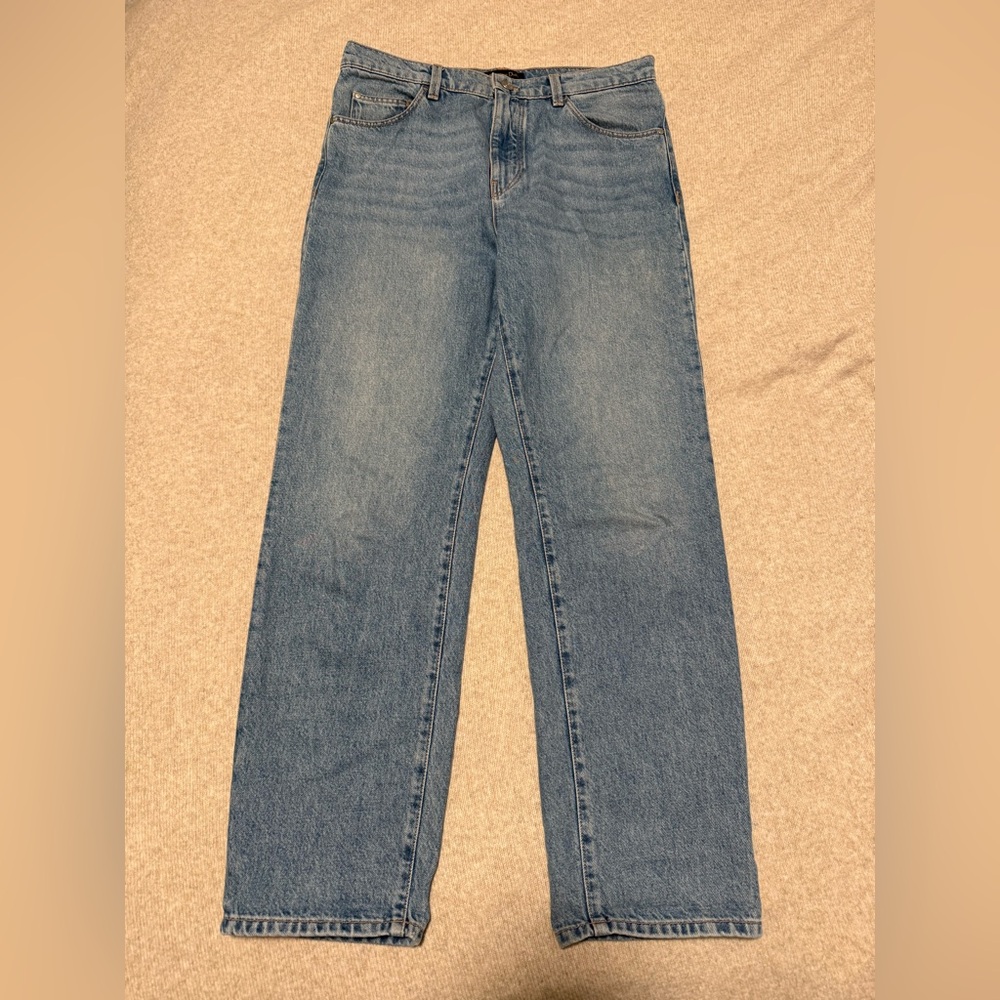 Massimo Dutti Blue High-Rise Straight Ankle Jeans